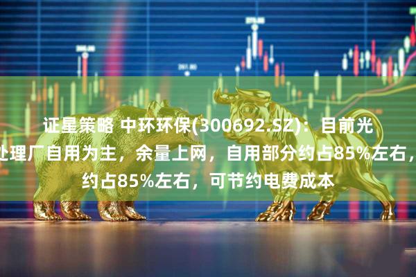 证星策略 中环环保(300692.SZ)：目前光伏类业务以污水处理厂自用为主，余量上网，自用部分约占85%左右，可节约电费成本